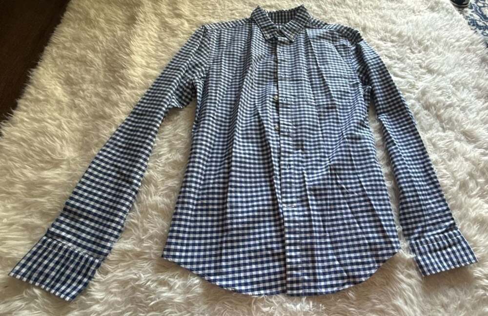 Banana Republic Grant Fit Gingham Long Sleeve Cotton Stretch Oxford Shirt